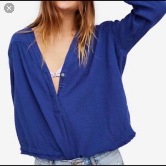 Free People Tops - Free People NWT Sapphire Changing Horizons Blouse